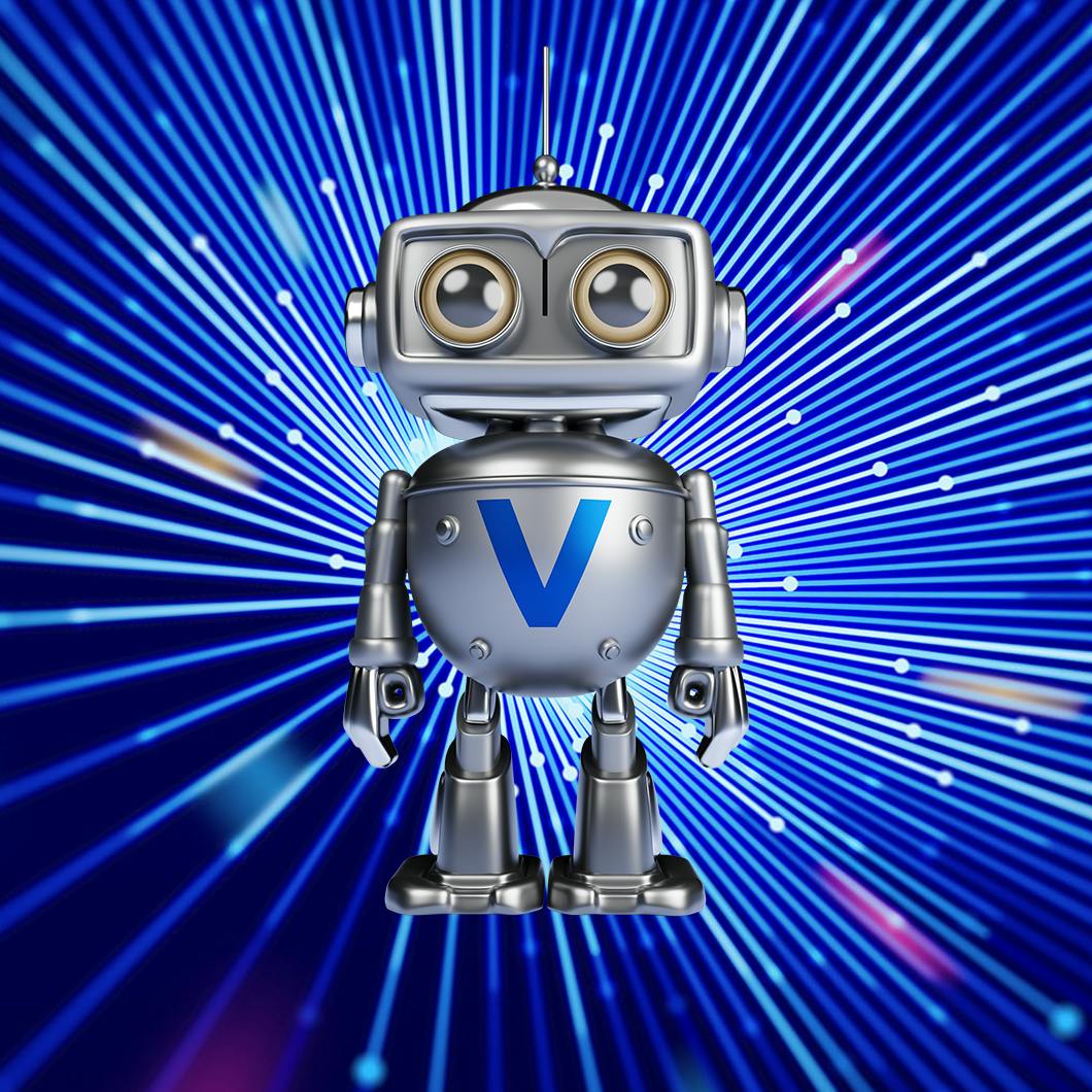 verint bot with blue background
