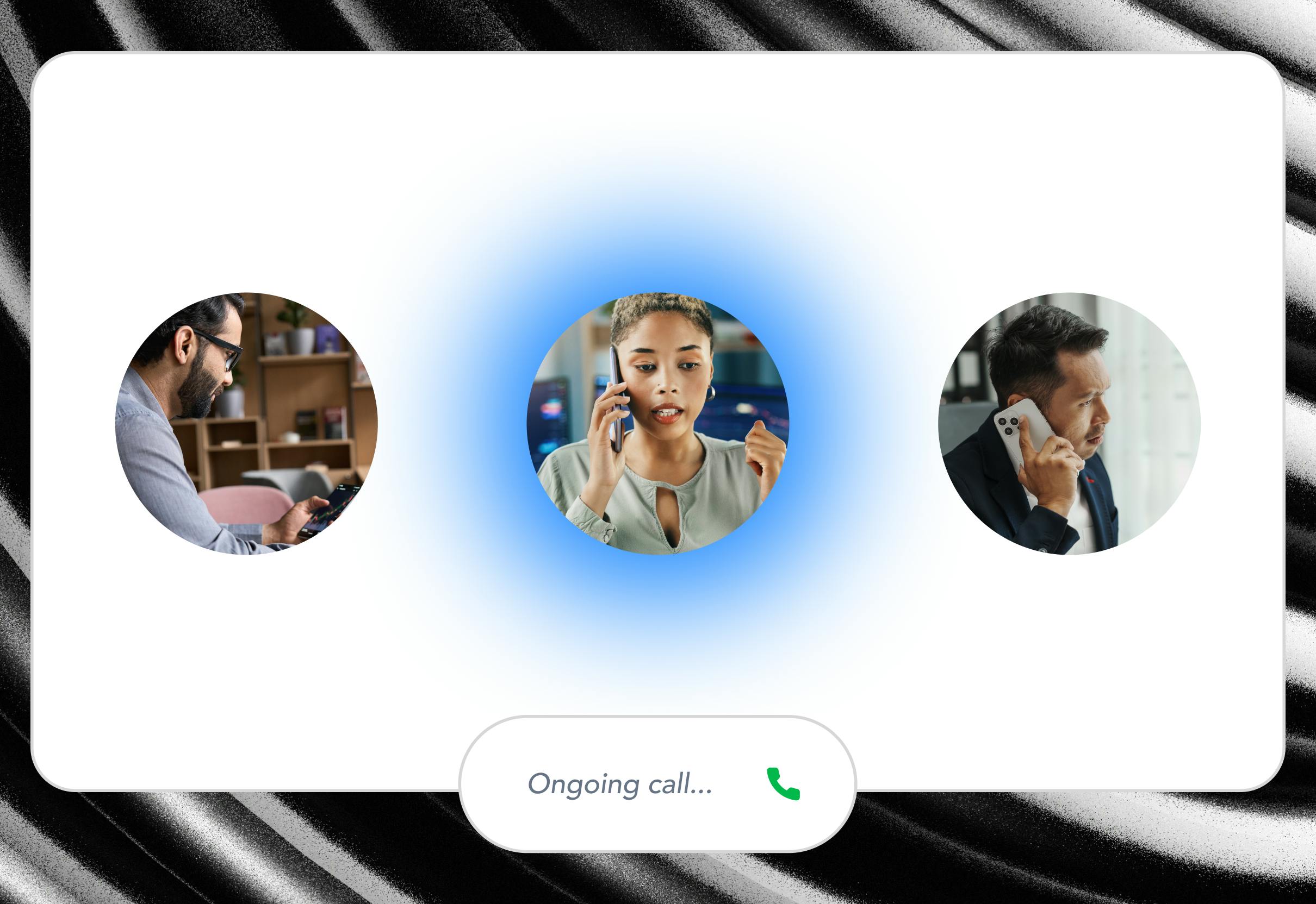 Dashboard depicting Verint Financial Compliance mobile recording feature on an ongoing call.