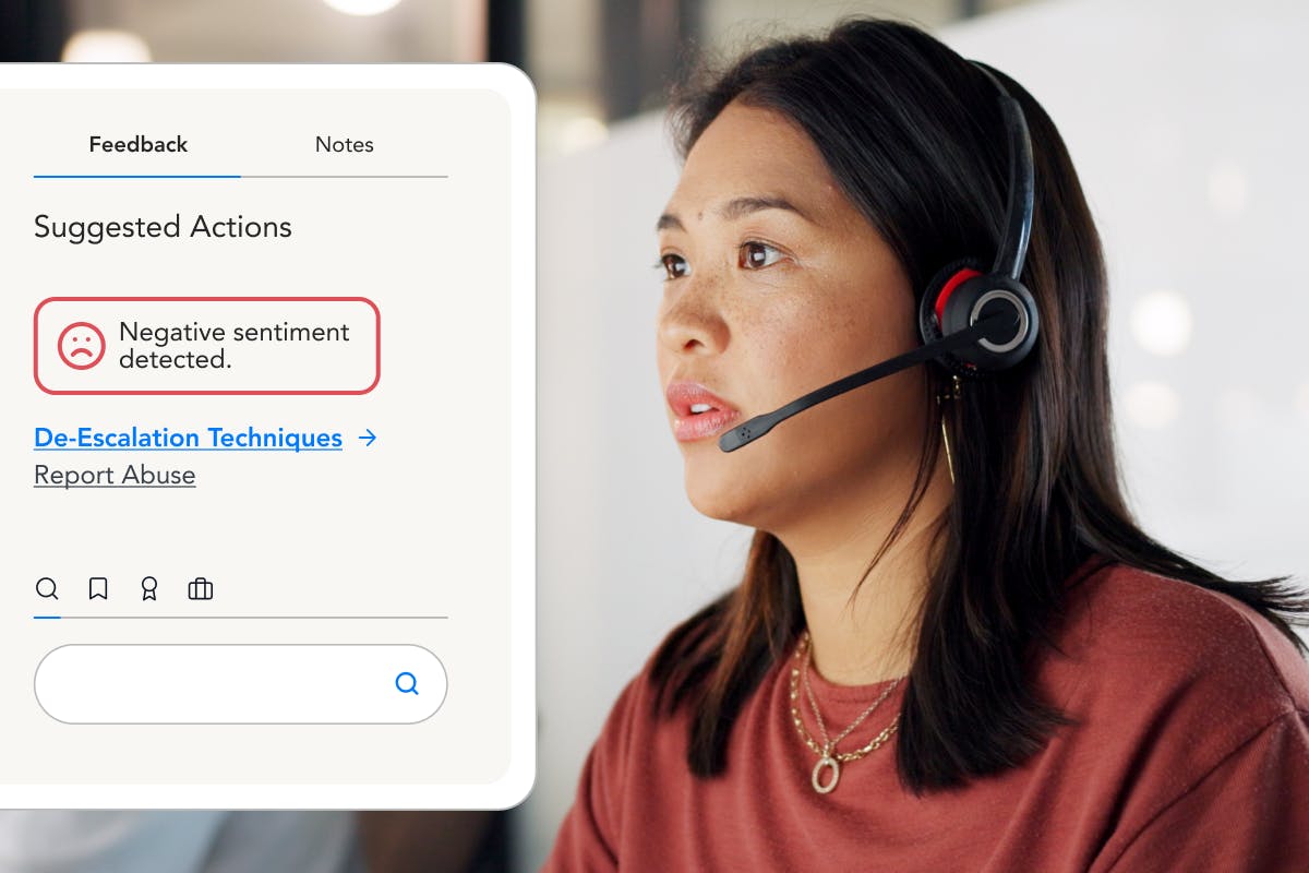Data Insights Software Screen Showing Conversation Sentiment detection and de-escalation techniques