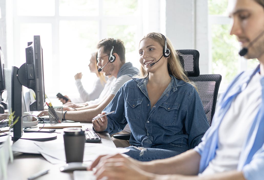 male and female contact center agents