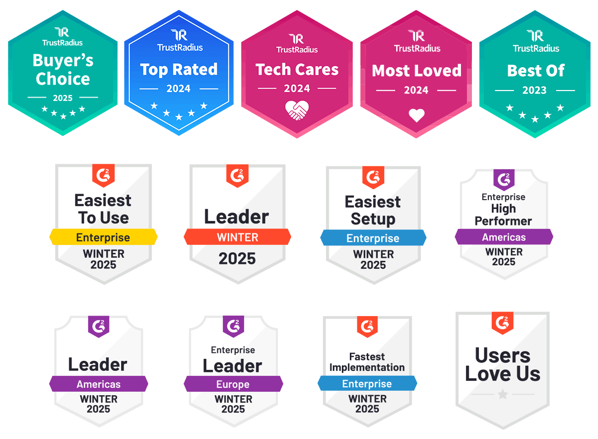 TrustRadius and G2 Badge list