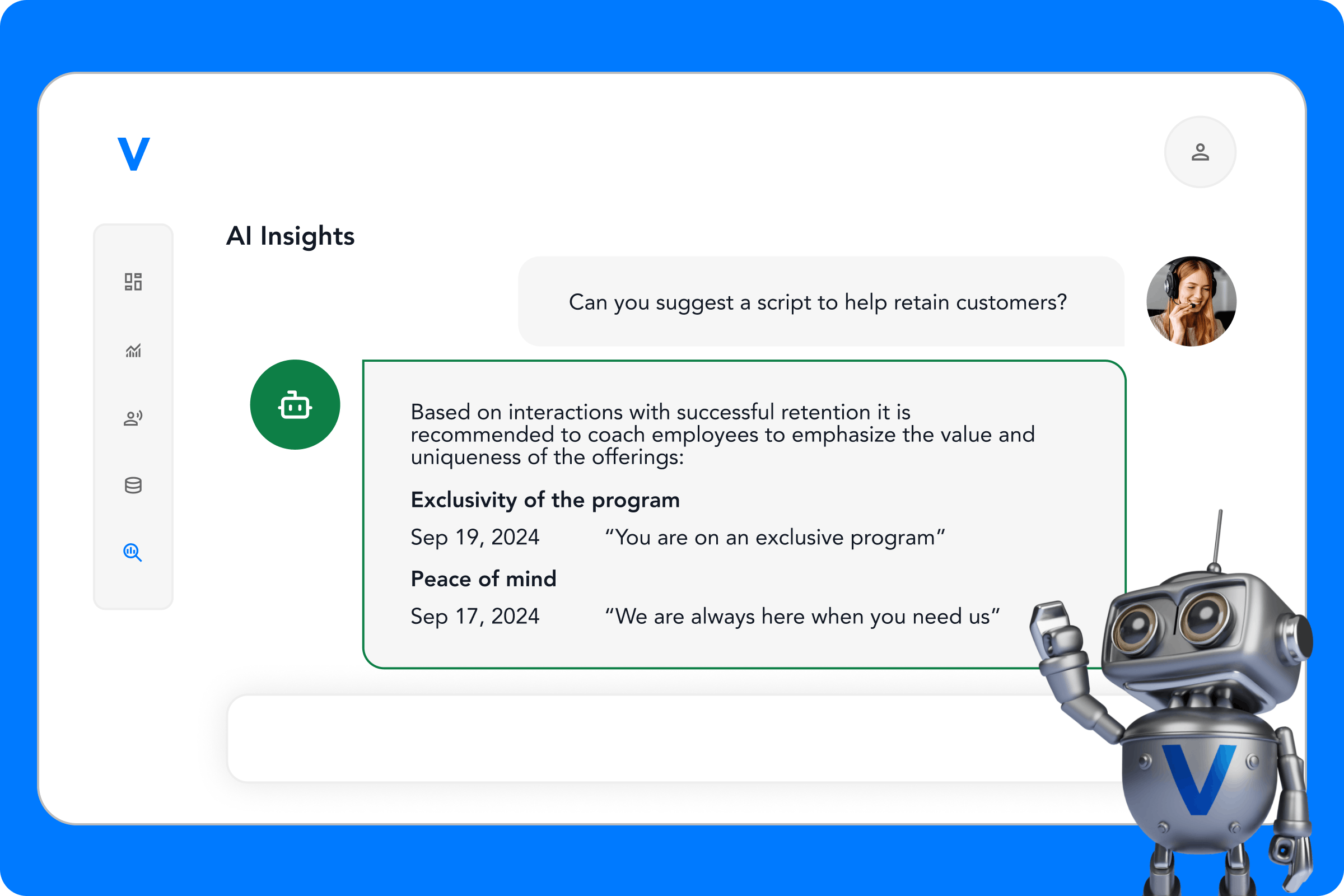 AI insights from a generative ai chat bot conversation with a customer