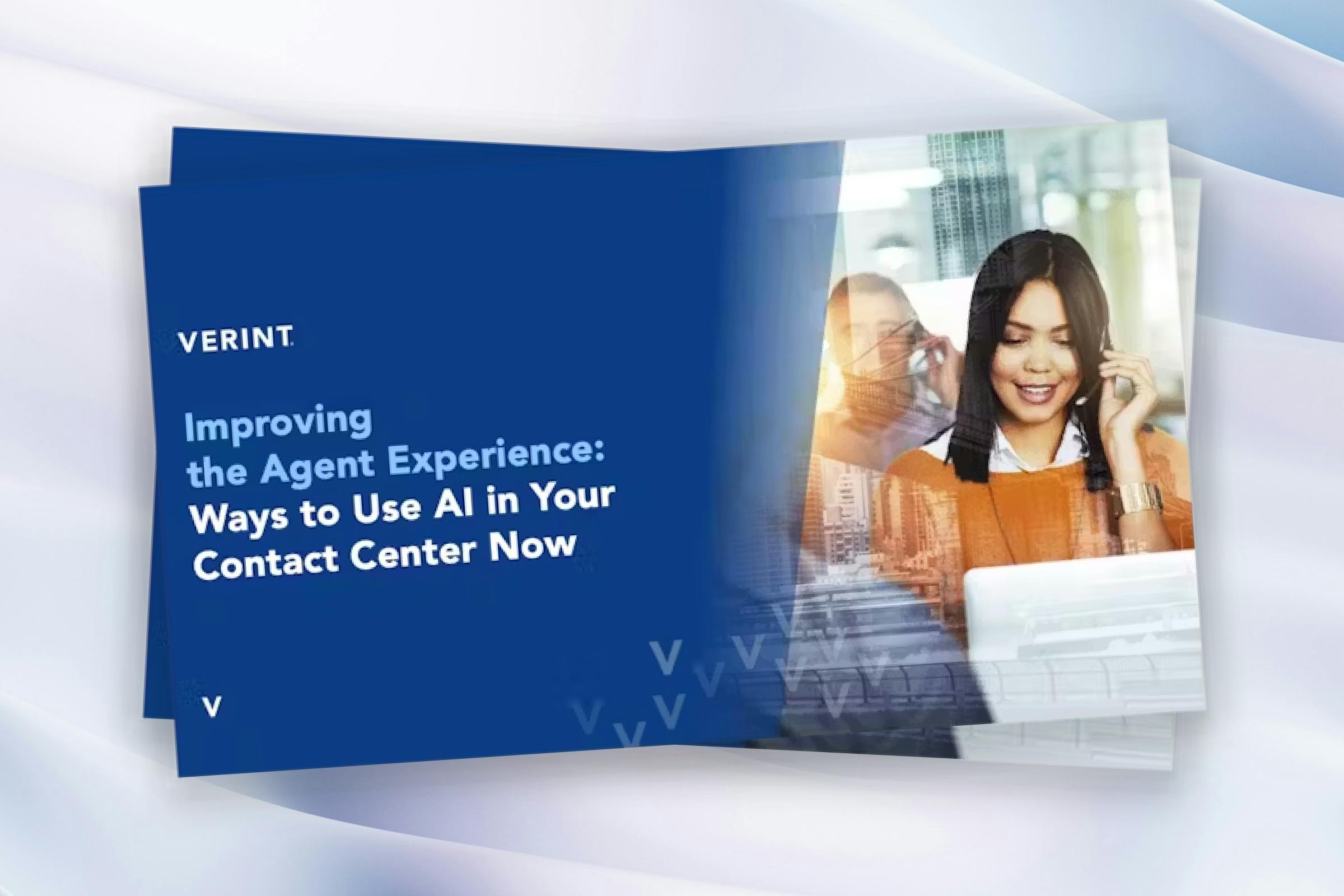 Verint eBook-Cover Verbesserung der Agentenerfahrung Einsatzmöglichkeiten von KI in Kontaktzentren