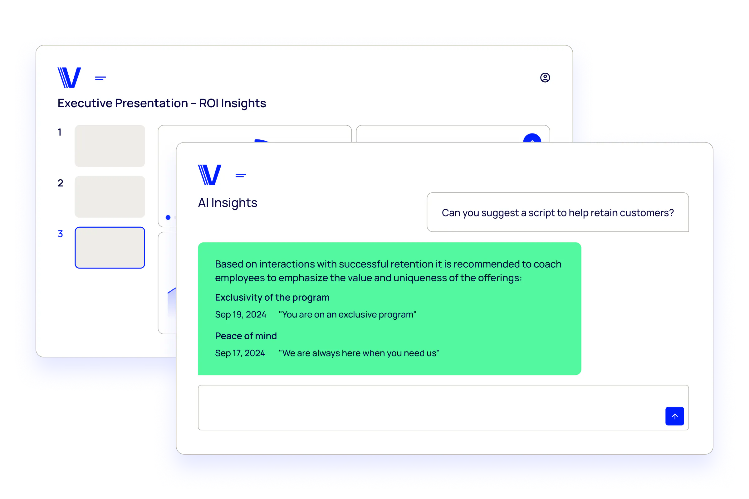 Verint Genie Bot uses generative AI to answer questions about customer interactions, uncover trends, recommend actions, and generate executive-ready ROI insights backed by customer quotes.