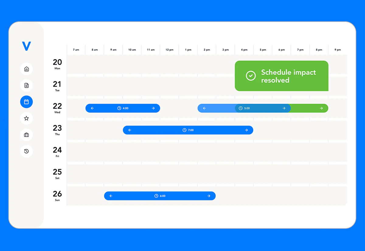 schedule impact resolved dashboard