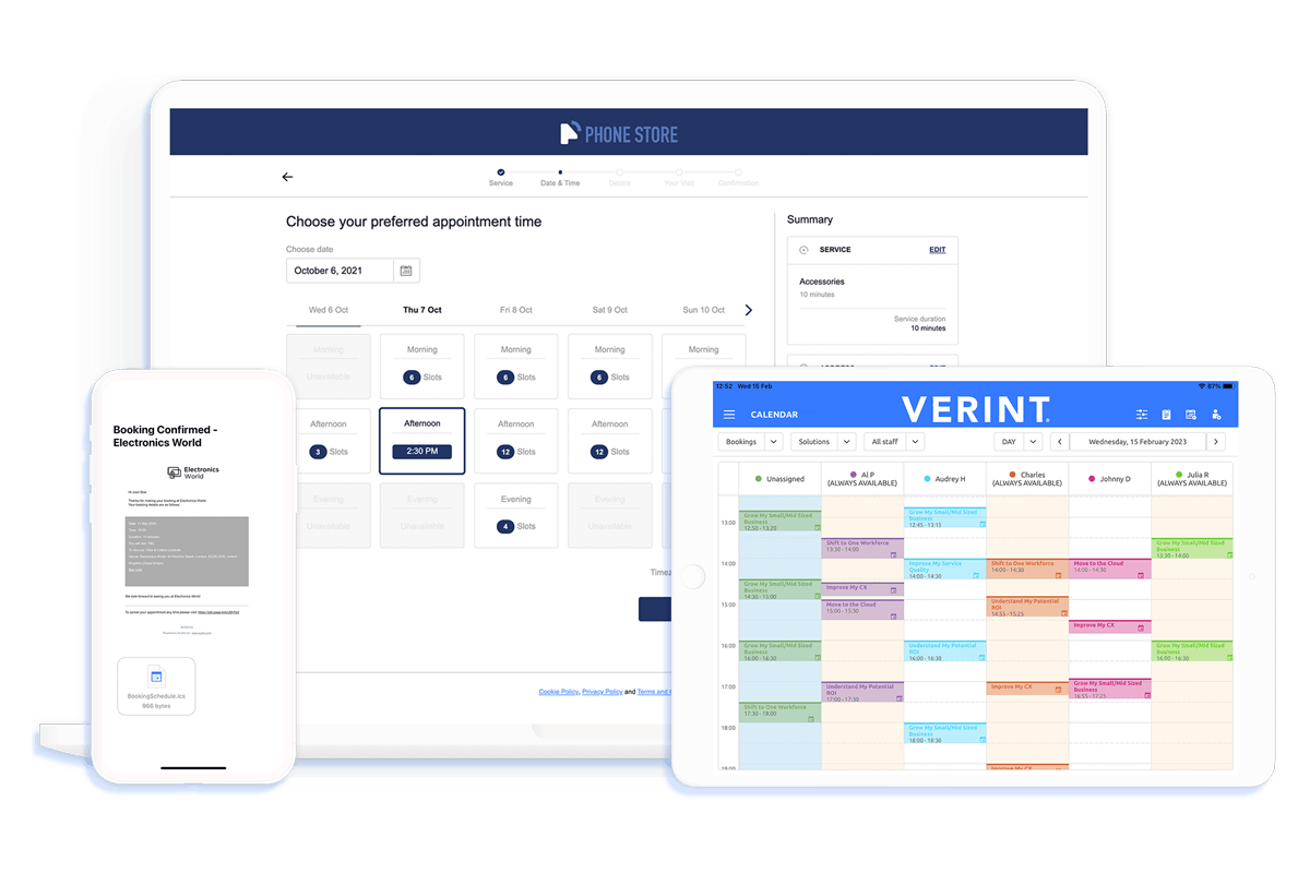 Verint Appointment Booking product screenshots