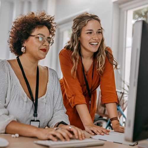 Women meeting standing and talking