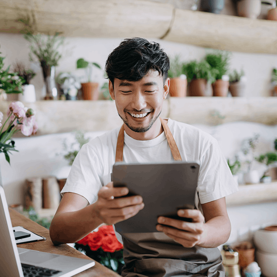 Man holding a tablet