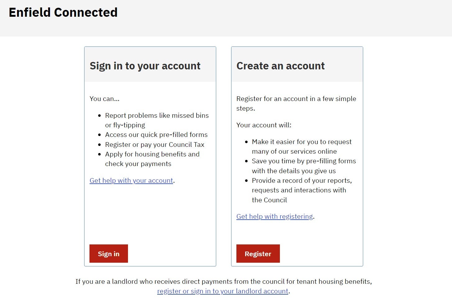 Enfield Connected portal.