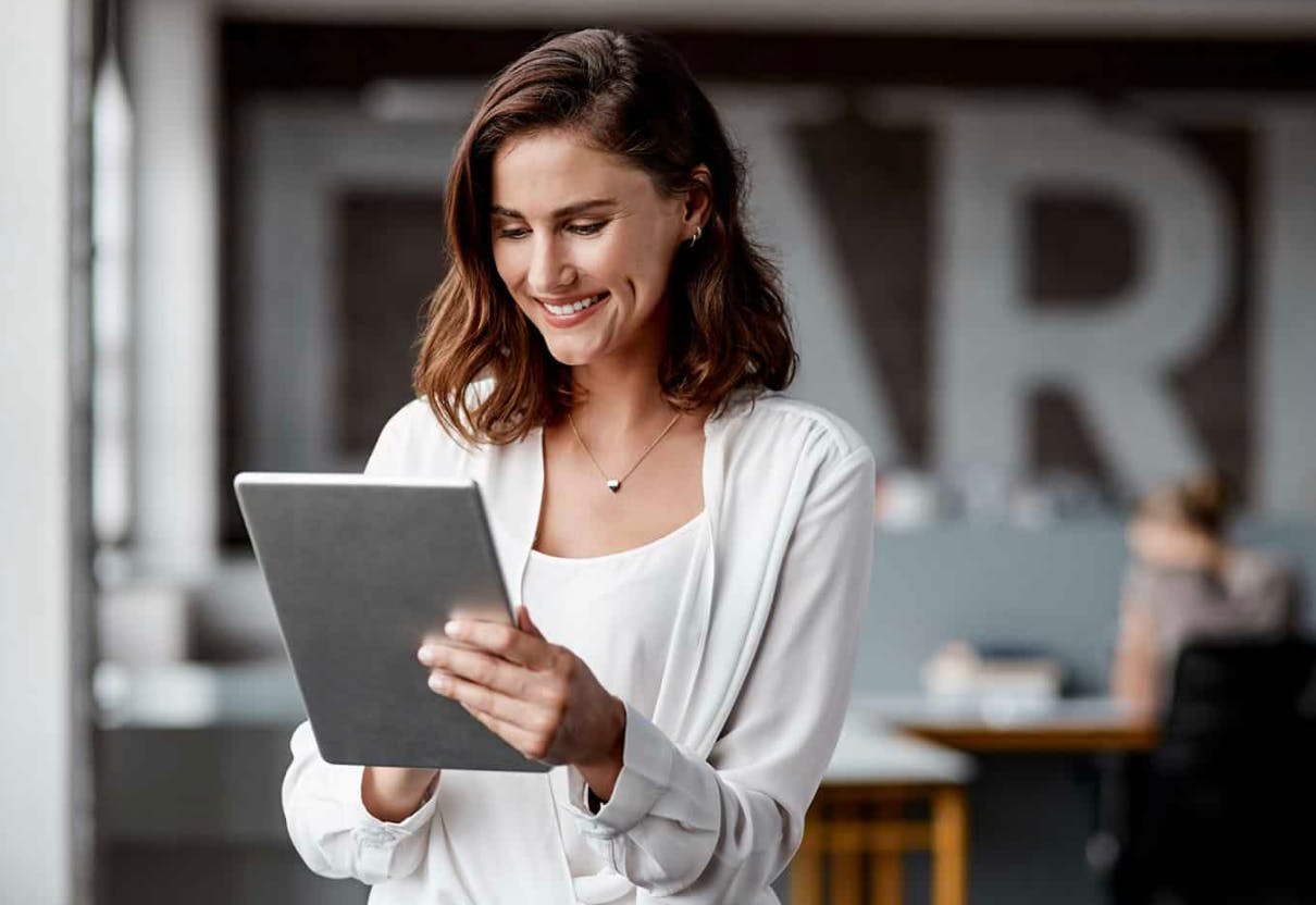 woman using tablet in the office