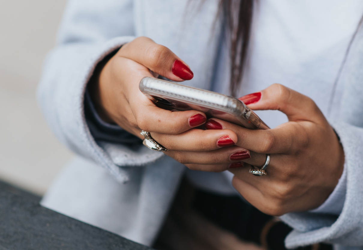 Close up of woman on her phone