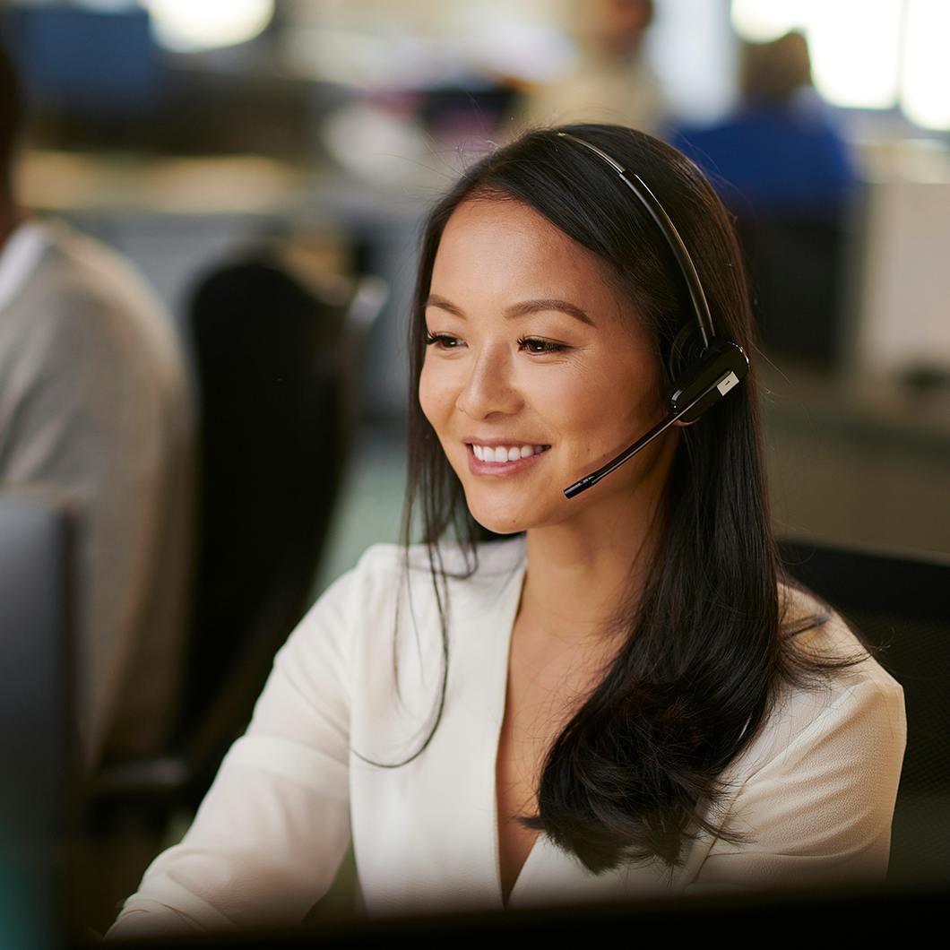 Young woman call center agent