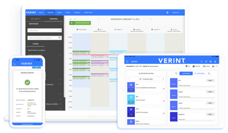 Verint's appointment scheduling platform on desktop, tablet and mobile.