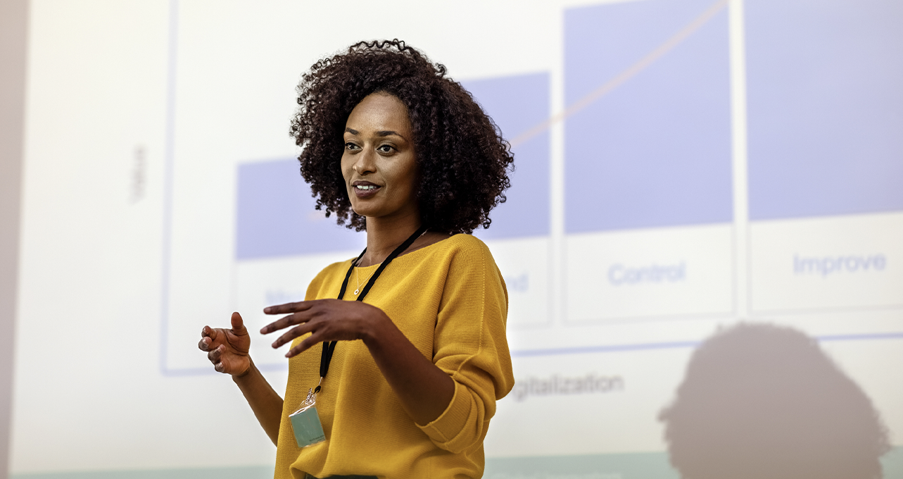 conference speaker presenting