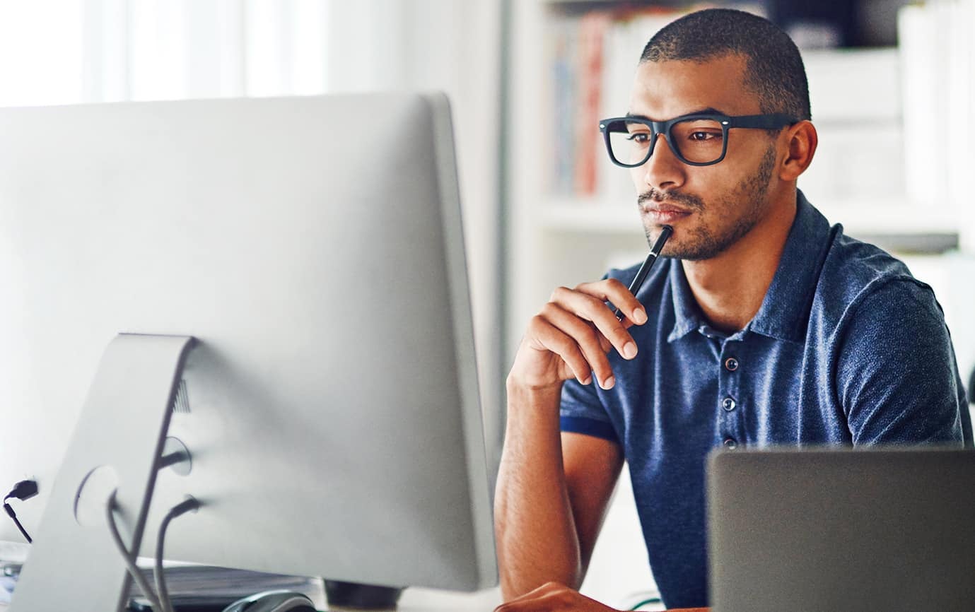 Man working from home on computer