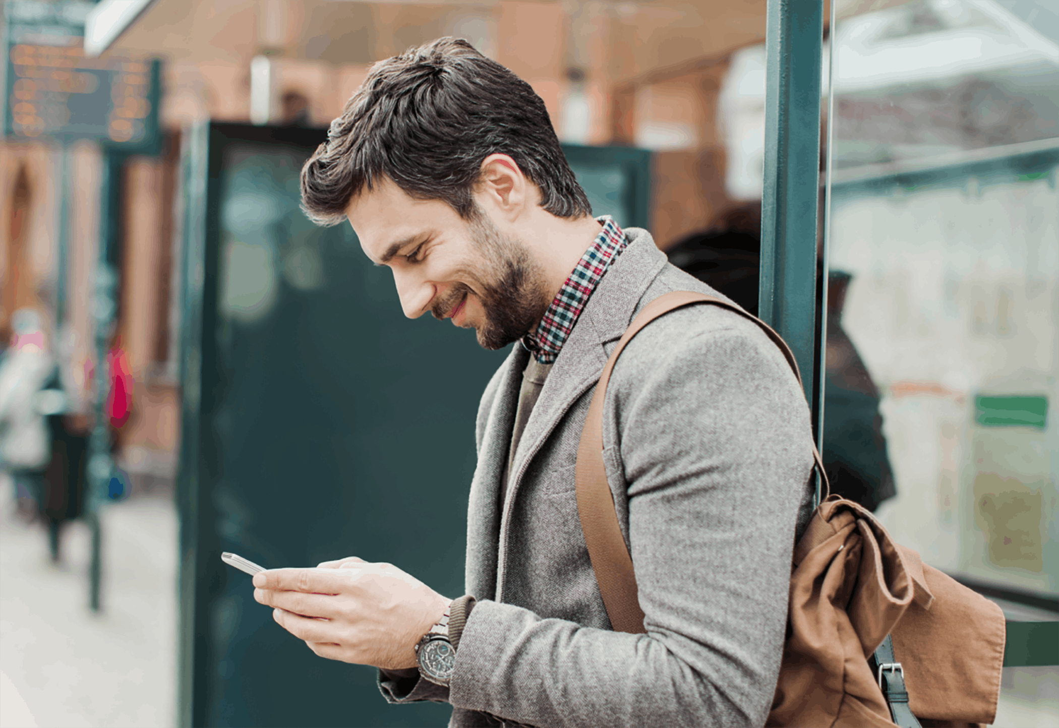 Man texting on phone