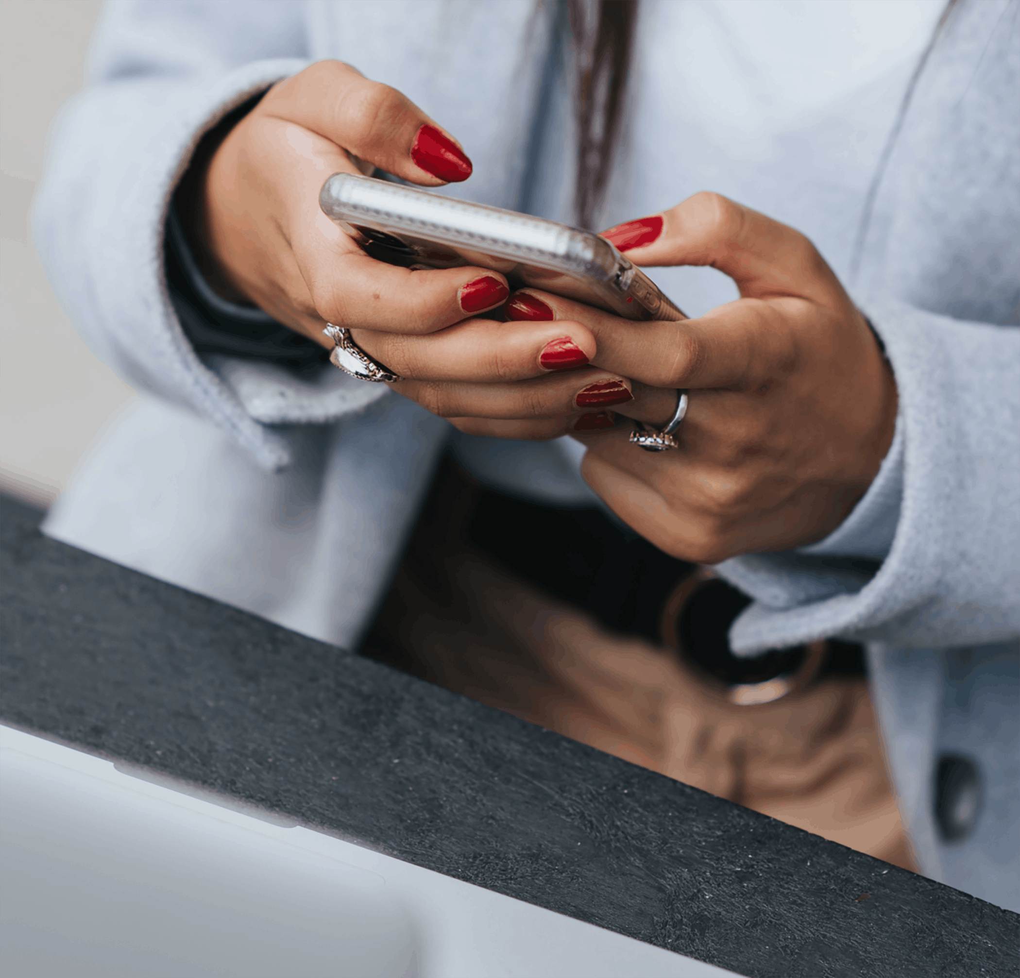 Woman upclose texting