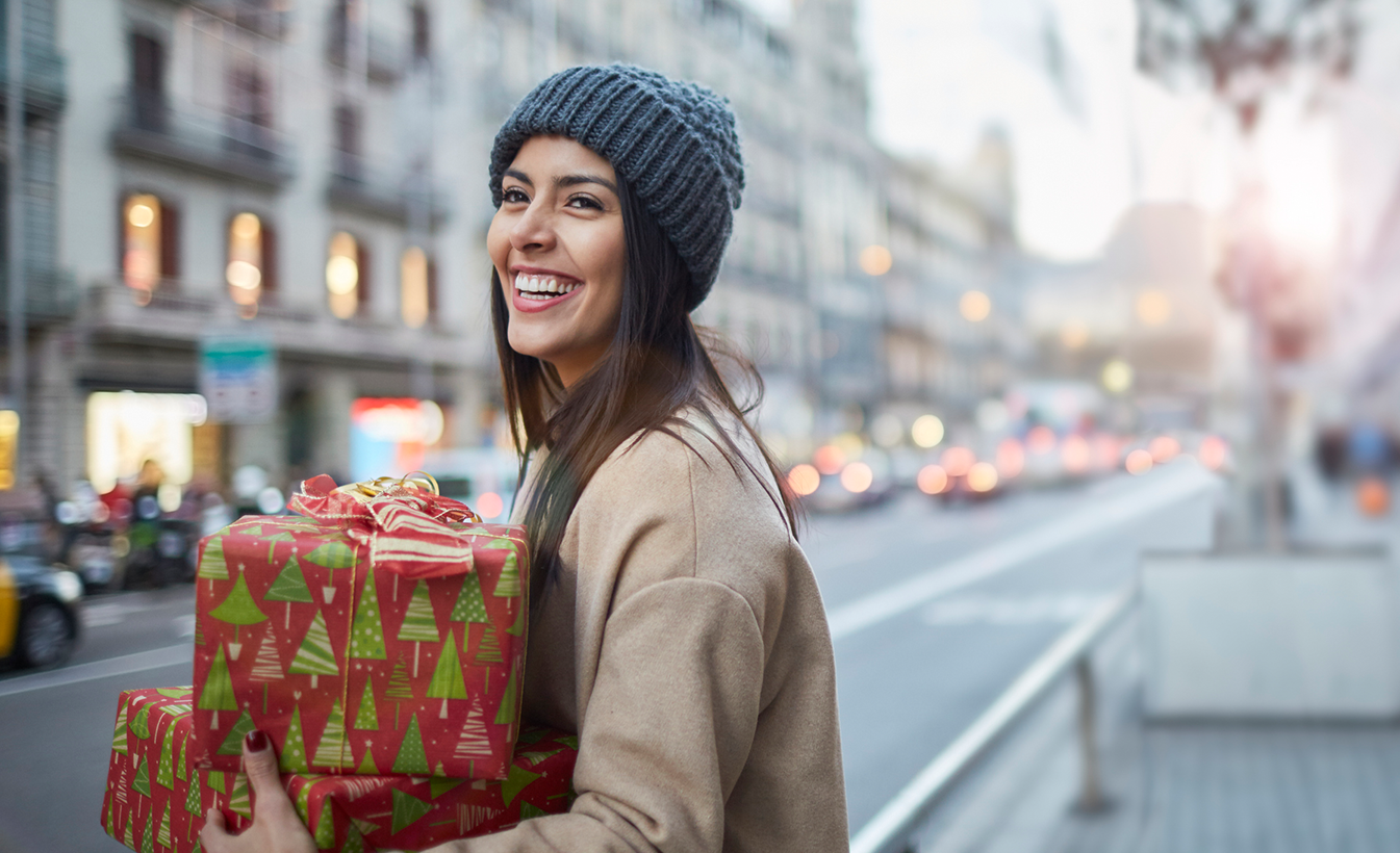 woman holiday shopping
